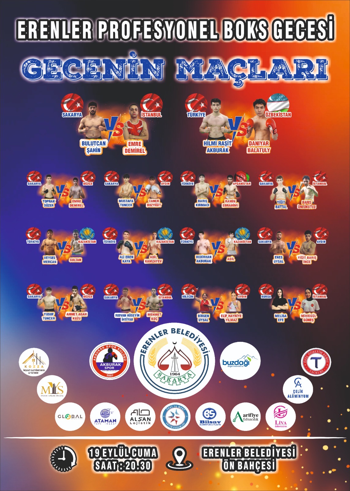 Erenler’de profesyonel boks heyecanı