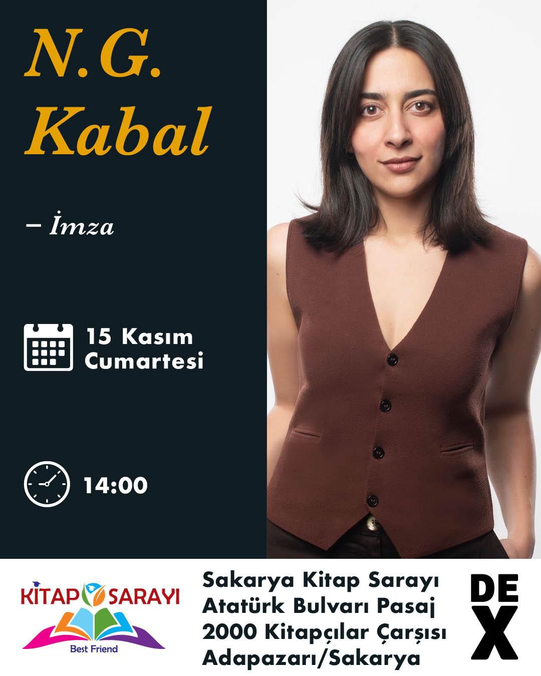 N.G. Kabal Sakarya’da Okurlarıyla Buluşacak
